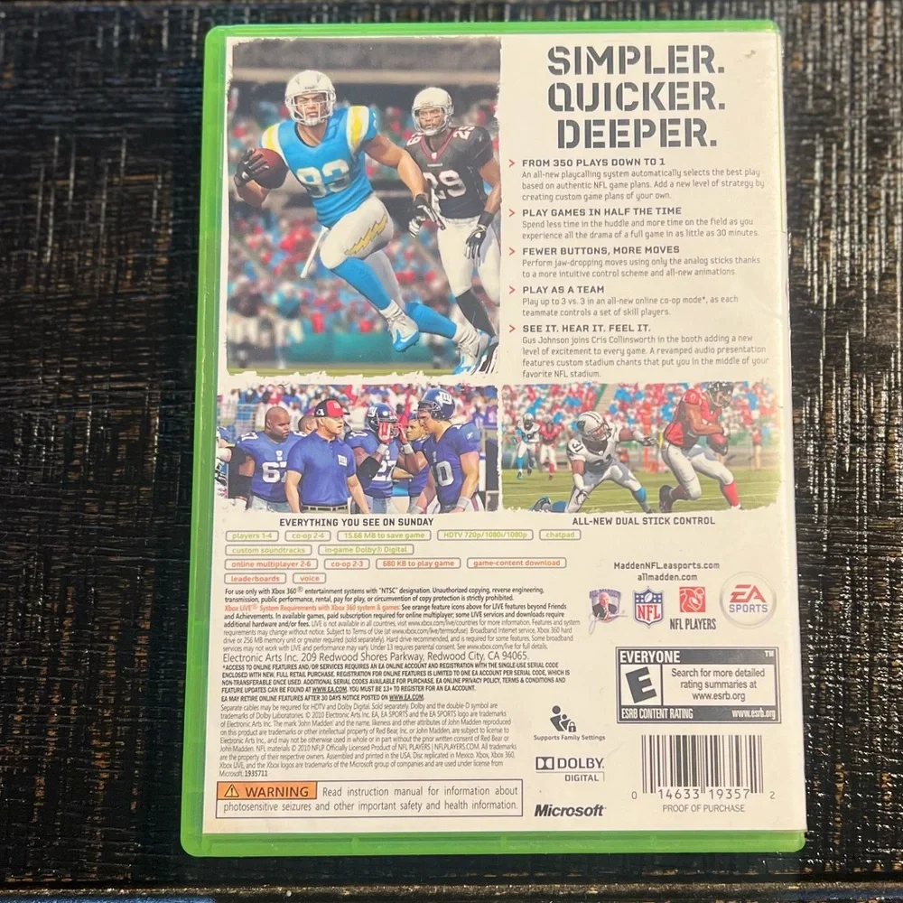 3/$19 Madden NFL 11 - Xbox 360 video game
